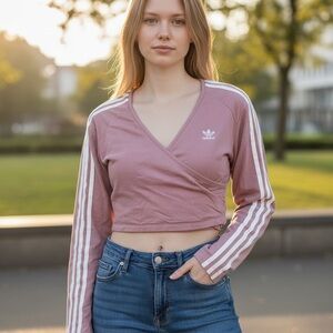 Adidas Women's Mauve Wrap Crop Top